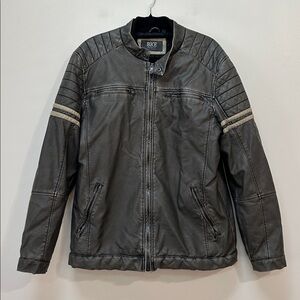 BKE Jacket Brown‎ Faux Leather Full Zip Lined Biker Moto Wolverine Size Large
